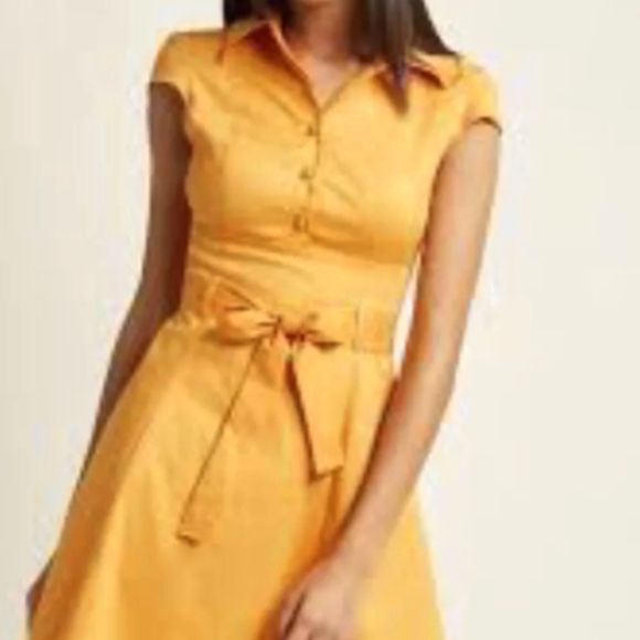 Soda Fountain Dress (ModCloth) in mustard yellow, size M - Picture 2 of 7